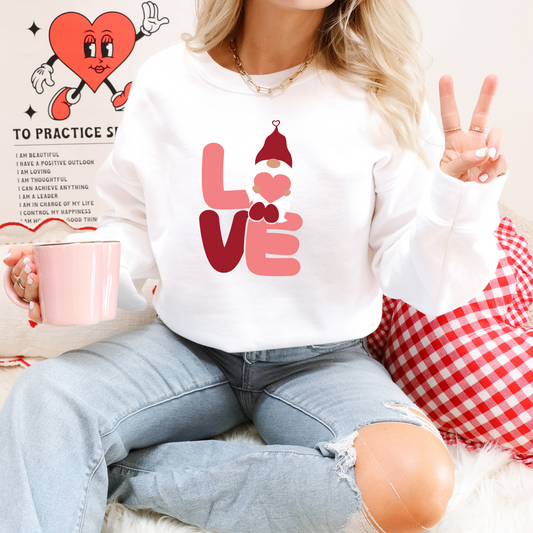 LOVE Gnome Sweatshirt - Cute Valentine’s Day Apparel