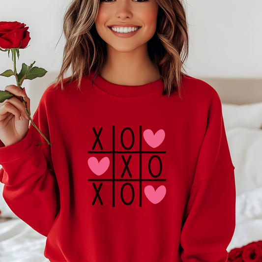 Tic-Tac-Heart Crewneck Sweatshirt - Fun & Love-Filled Design