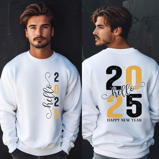 Hello 2025 Bold Sweatshirt - Stylish New Year Celebration Crewneck